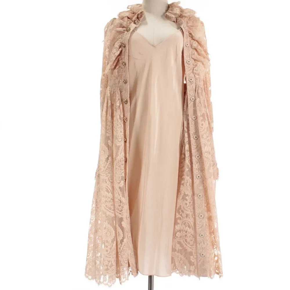 Zimmermann NWT Kaleidoscope Lace Ruffle Midi Dress Size 2 US 8 Light Beigey Pink - Picture 9 of 14